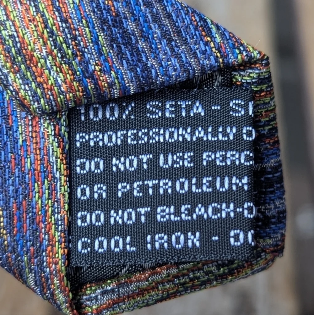 Missoni Cravatte 100% Silk Tie Blue Colorful Made in Italy
